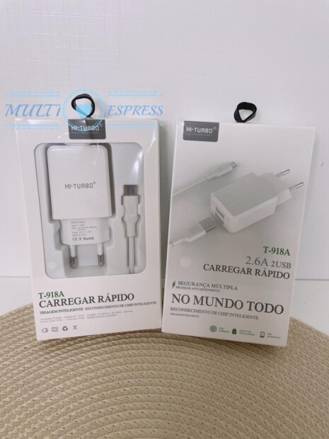 Carrecador Rapido 2Usb Reconhecimento De Chip Inteligente Segurança Multipla T-918A - GRUPO VIEIRA