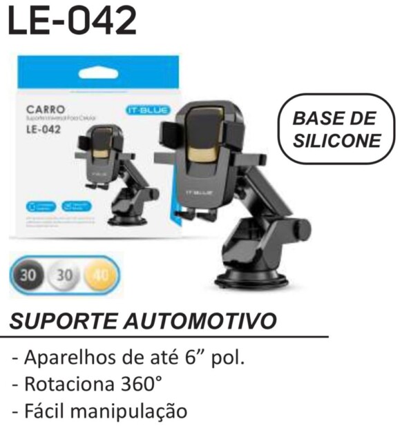 Suporte Celular Gps Carro Veicular Trava Automática LE042 - IT