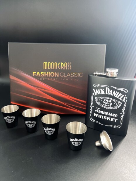 Kit Cantil Bolso Inox Bebidas Presente Personalizado Jack Daniels 1194 - GRUPO VIEIRA